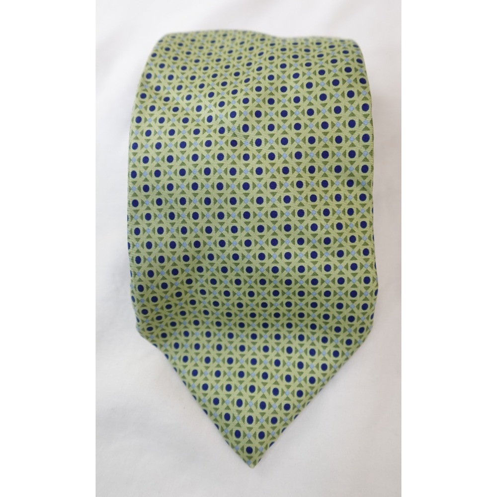 Arrow Tie 100% Imported Silk Green Blue Geometric Pattern‎ Retro Mens Necktie